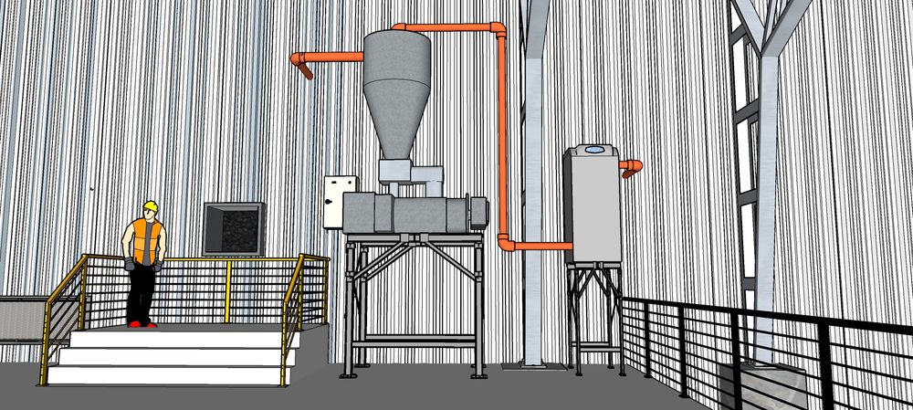 Detalle de molino y extractor