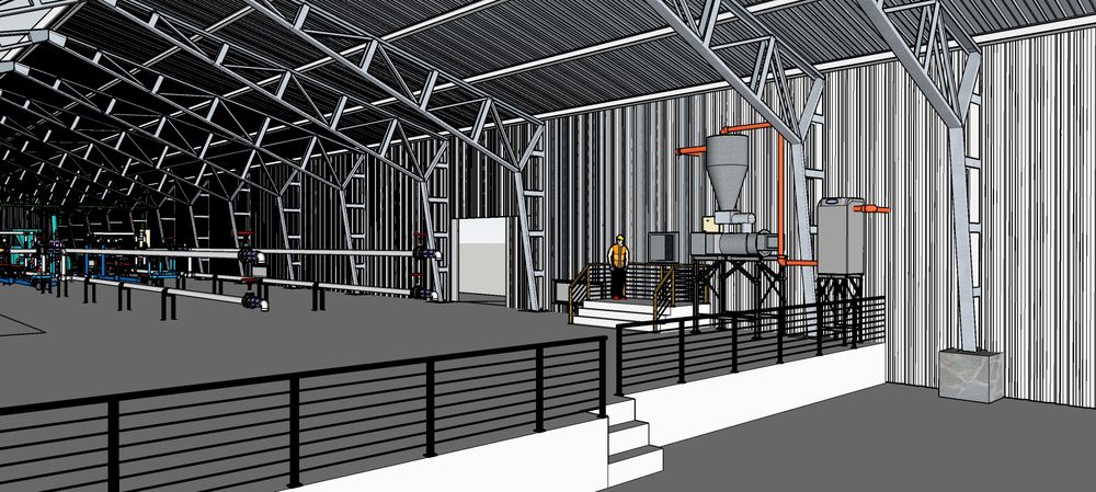 Plataforma elevada con equipos de molienda